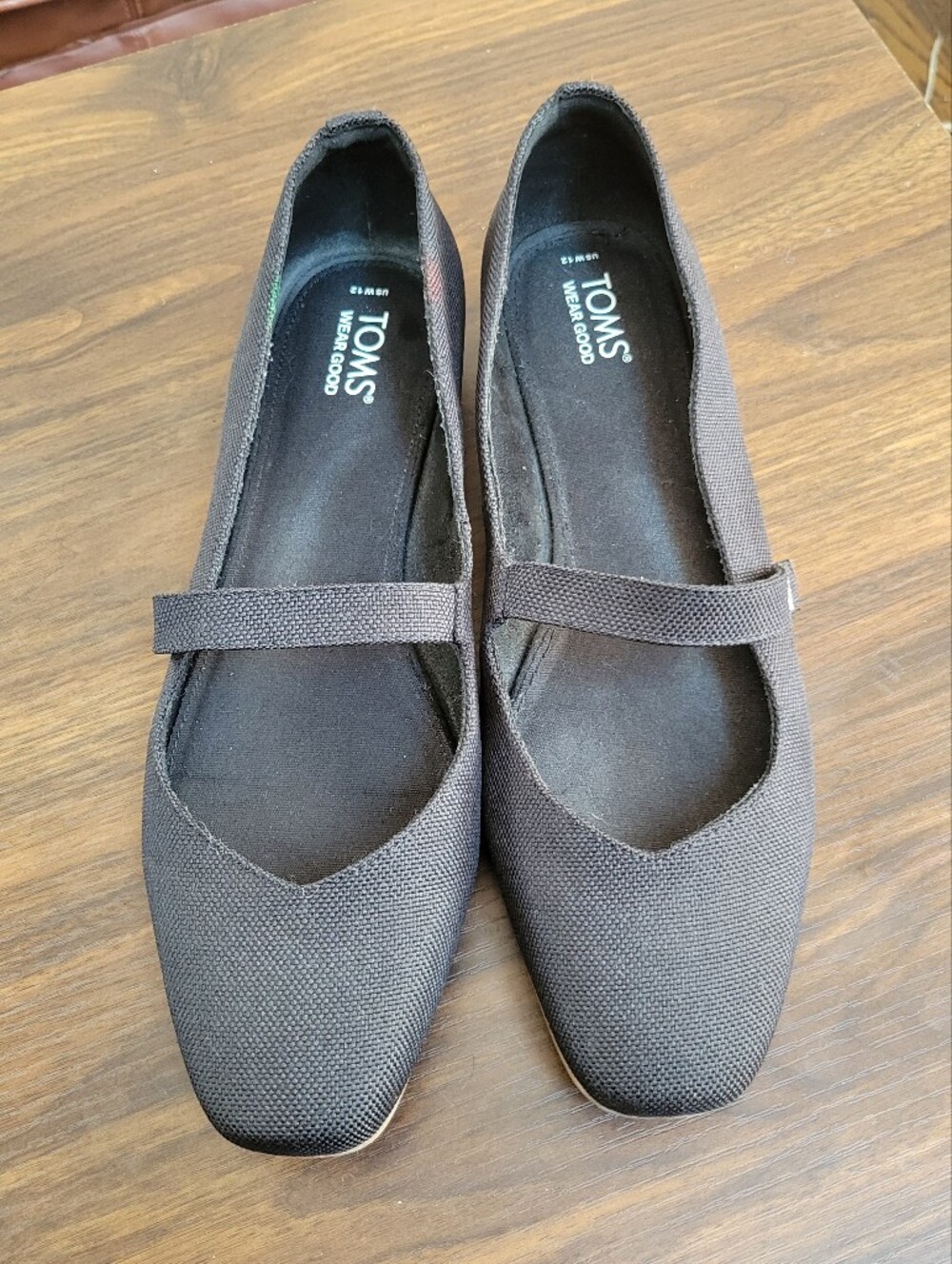 TOMS Black Bianca Mary Jane Slip On Flats Women Size 12 Capsule Office